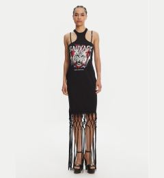 Снимка на Versace Jeans Couture Ежедневна рокля Logo Fringes 78HAOE01 CJ02E Черен Regular Fit