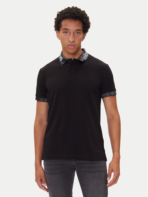 Снимка на Versace Jeans Couture Тениска с яка и копчета 79GAGT03 CJ01T Черен Regular Fit
