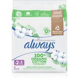Снимка на Always Cotton Protection Long санитарни кърпи без парфюм 9 бр.