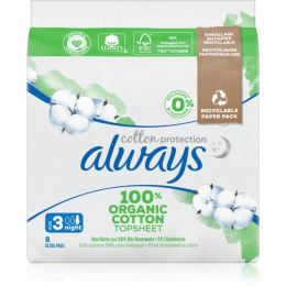 Снимка на Always Cotton Protection Night санитарни кърпи без парфюм 8 бр.