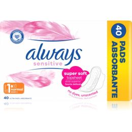Снимка на Always Sensitive Normal Plus санитарни кърпи без парфюм 40 бр.