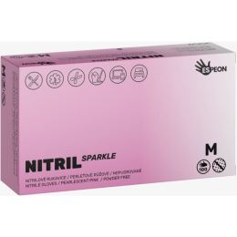 Снимка на Espeon Nitril Sparkle Pearlescent Pink нитрилни ръкавици без пудра размер M 2x50 бр.