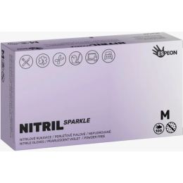 Снимка на Espeon Nitril Sparkle Pearlescent Violet нитрилни ръкавици без пудра размер M 2x50 бр.