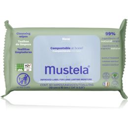 Снимка на Mustela Compostable at Home Cleansing Wipes почистващи кърпички парфюмиран за деца от раждането им 60 бр.