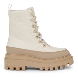 Снимка на Боти Calvin Klein Jeans Flatform Lace Up Boot Lth YW0YW01110 Бежов