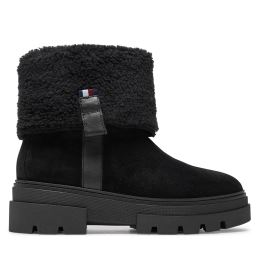 Снимка на Боти Tommy Hilfiger Faux Fur Suede Roll-Down Boot FW0FW08158 Черен