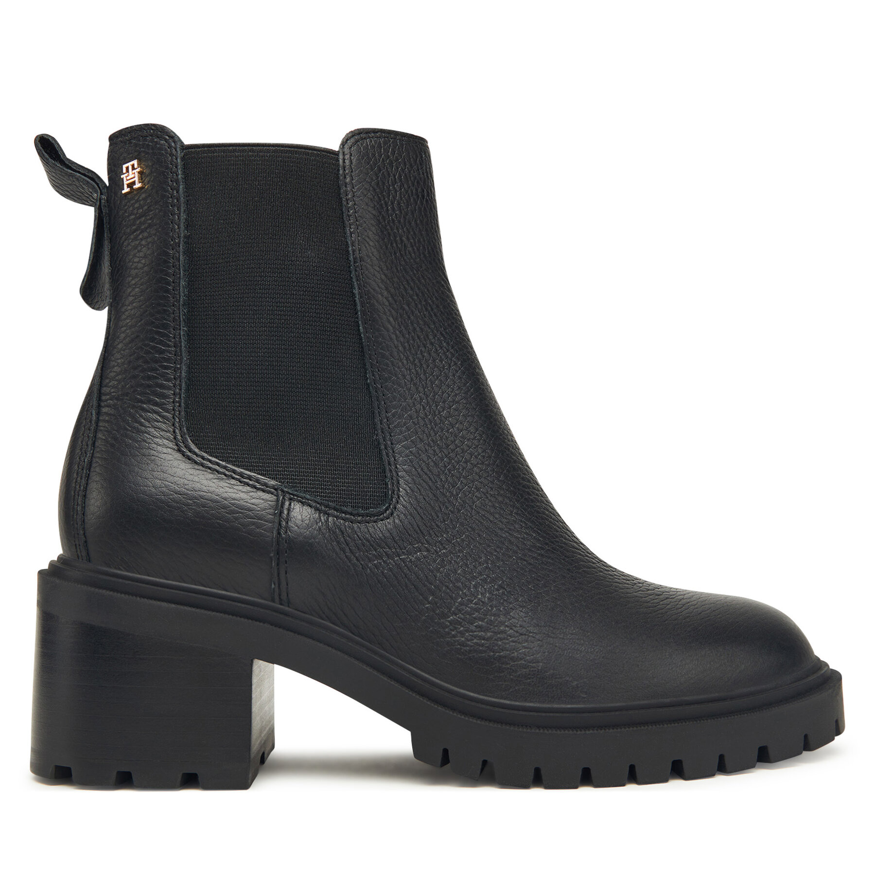 Снимка на Боти Tommy Hilfiger Th Leather Chelsea Cleated Heel FW0FW08774 Черен