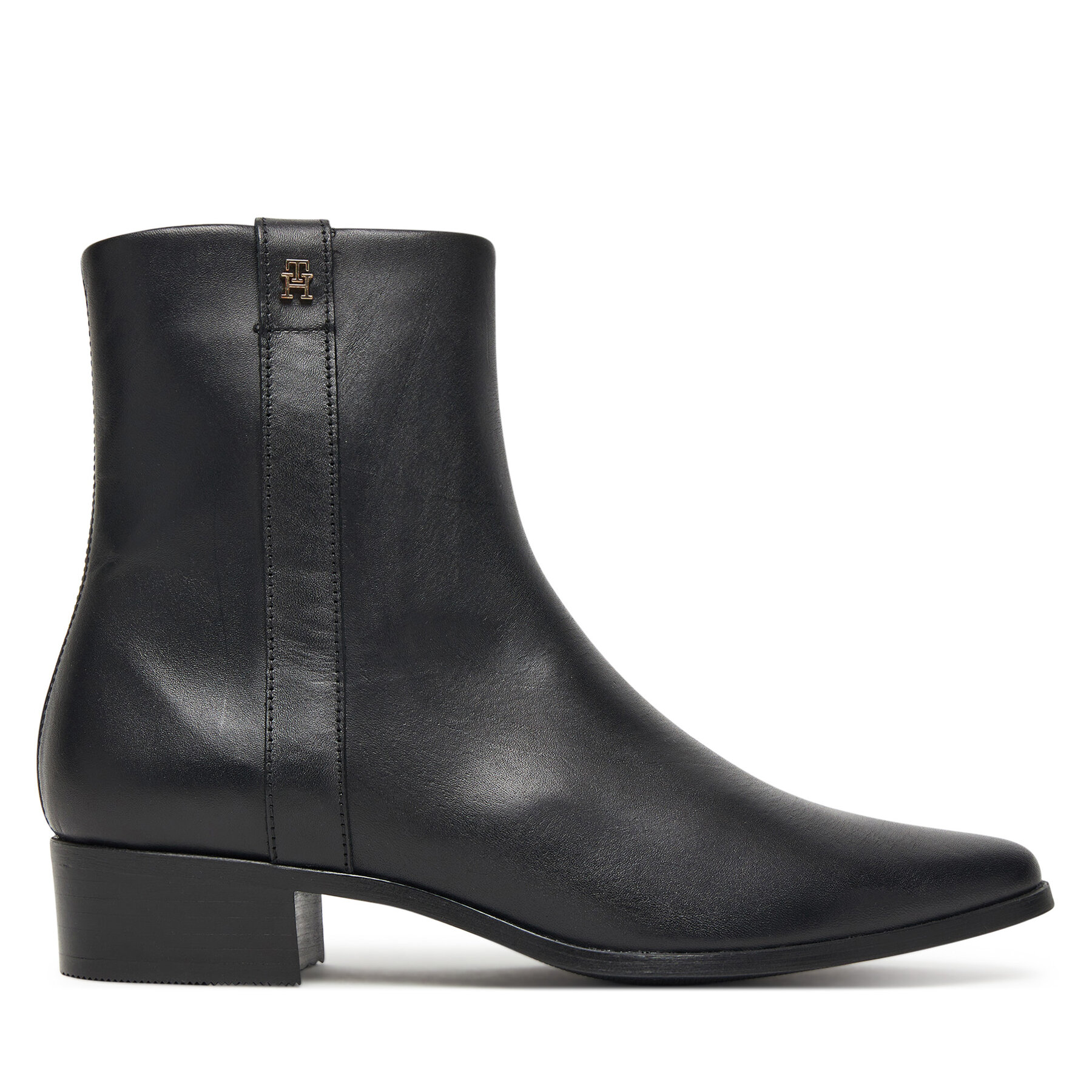 Снимка на Боти Tommy Hilfiger Th Leather Pointy Zip Bootie FW0FW08980 Черен