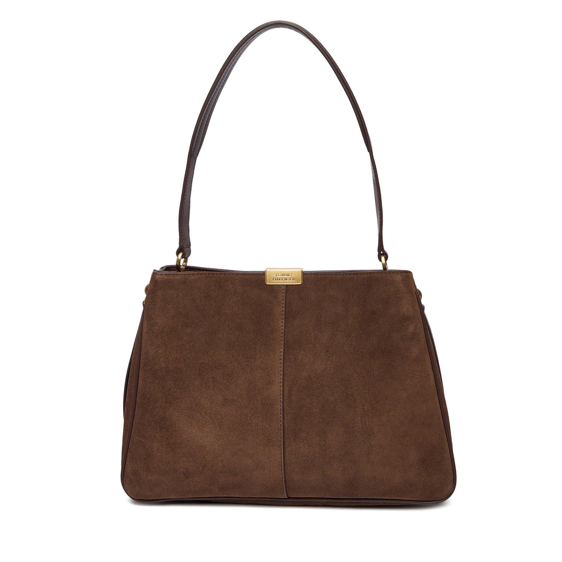 Снимка на Дамска чанта Tommy Hilfiger Casual Leather Shoulder Bag Sued AW0AW18201 Кафяв