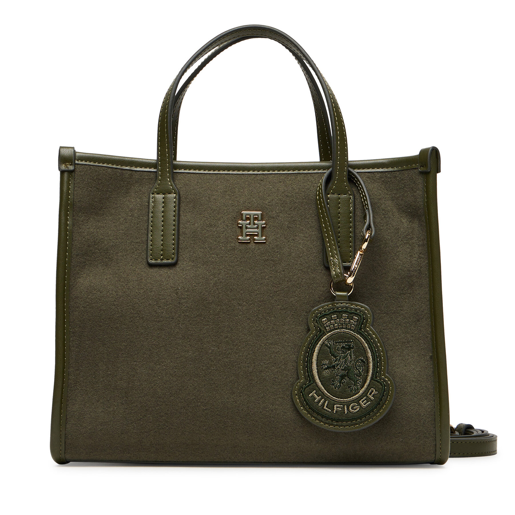 Снимка на Дамска чанта Tommy Hilfiger City Small Tote Melton AW0AW17852 Каки