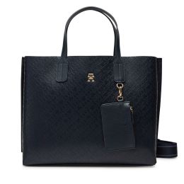Снимка на Дамска чанта Tommy Hilfiger Th Distinct Satchel Mono AW0AW17174 Тъмносин