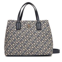 Снимка на Дамска чанта Tommy Hilfiger Th Jacquard Satchel AW0AW17444 Тъмносин