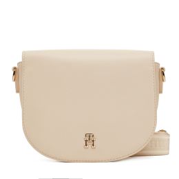 Снимка на Дамска чанта Tommy Hilfiger Th Logotape Saddle Bag AW0AW17184 Екрю