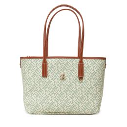 Снимка на Дамска чанта Tommy Hilfiger Th Monoplay Leather Mini Tote AW0AW17415 Зелен