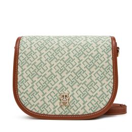 Снимка на Дамска чанта Tommy Hilfiger Th Monoplay Leather Saddle Bag AW0AW17414 Зелен