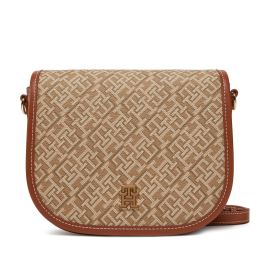 Снимка на Дамска чанта Tommy Hilfiger Th Monoplay Leather Saddle Bag AW0AW17414 Кафяв