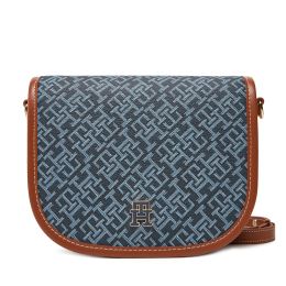 Снимка на Дамска чанта Tommy Hilfiger Th Monoplay Leather Saddle Bag AW0AW17414 Тъмносин