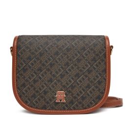 Снимка на Дамска чанта Tommy Hilfiger Th Monoplay Leather Saddle Bag AW0AW17414 Черен