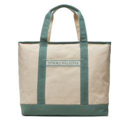 Снимка на Дамска чанта Tommy Hilfiger Th Summer Canvas Tote AW0AW17421 Зелен