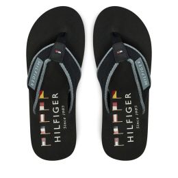 Снимка на Джапанки Tommy Hilfiger Patch Hilfiger Beach Sandal FM0FM05435 Черен