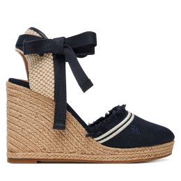 Снимка на Еспадрили Tommy Hilfiger Fringe Canvas High Wedge FW0FW08878 Тъмносин