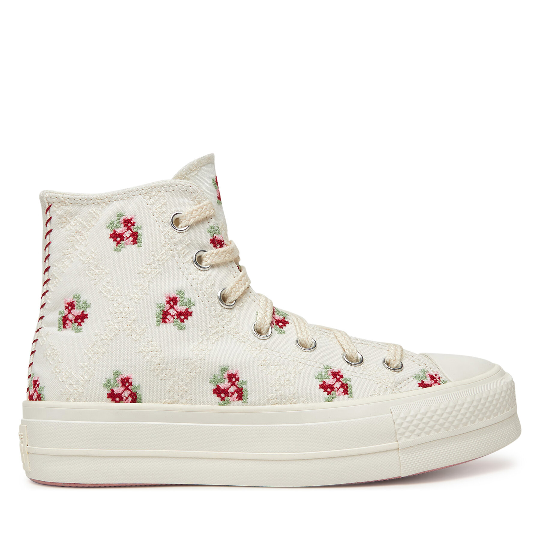 Снимка на Кецове Converse Chuck Taylor All Star Lift Platform Rose Cross Stitch A13659C Бял