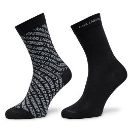 Снимка на Комплект 2 чифта дълги чорапи дамски KARL LAGERFELD 246W6002 Черен