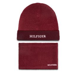 Снимка на Комплект шапка и шал тип комин Tommy Hilfiger AU0AU01938 Червен