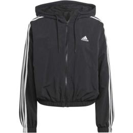 Снимка на adidas ESSENTIALS 3-STRIPES WOVEN WINDBREAKER Дамско ветроустойчиво яке, черно, размер