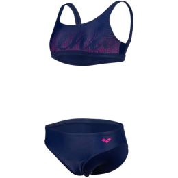 Снимка на Arena GRAPHIC SWIMSUIT BIKINI TOP Момичешки бански от две части, тъмносин, размер 6-7 години