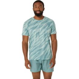 Снимка на ASICS CORE ALL OVER PRINT SS Мъжка спортна тениска, светло-зелено, размер XXL