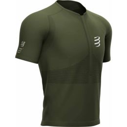 Снимка на Compressport TRAIL HALF-ZIP FITTED SS TOP Мъжка фланелка за бягане, khaki, размер