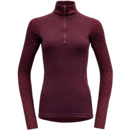 Снимка на Devold DUO ACTIVE WOMAN ZIP NECK Дамско поло, винен, размер