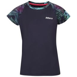 Снимка на Fitforce NILSEN Момичешка тениска за фитнес, тъмносин, размер 128-134