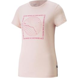 Снимка на Puma GRAPHICS SHE MOVES US TEE Дамска тениска, цвят сьомга, размер