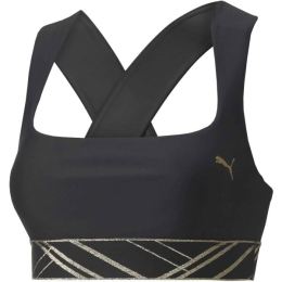 Снимка на Puma MID IMPACT DECO GLAM BRA Дамско бюстие, черно, размер