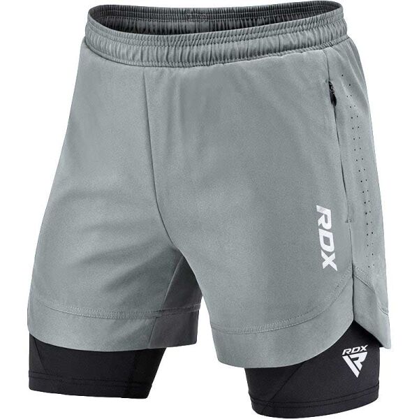 Снимка на RDX T16 COMPRESSION MMA SHORTS 2V1 Шорти на MMA, сиво, размер XXXL