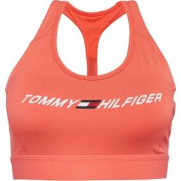 Снимка на Tommy Hilfiger MID INTENSITY GRAPHIC RACER BRA Дамско спортно бюстие, цвят сьомга, размер