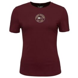 Снимка на Tommy Hilfiger SLIM NAUTICAL GRAPHIC Дамска тениска, винен, размер