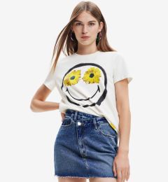 Снимка на Desigual Margarita Smiley T-shirt Byal