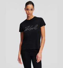Снимка на Karl Lagerfeld Rhinestone Logo T-shirt Cheren